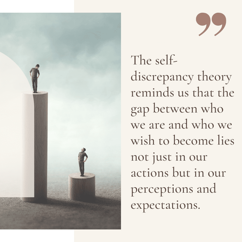 Self-discrepancy theory reminds us that the gap between who we are and who we wish to become lies not just in our actions but in our perceptions and expectations.